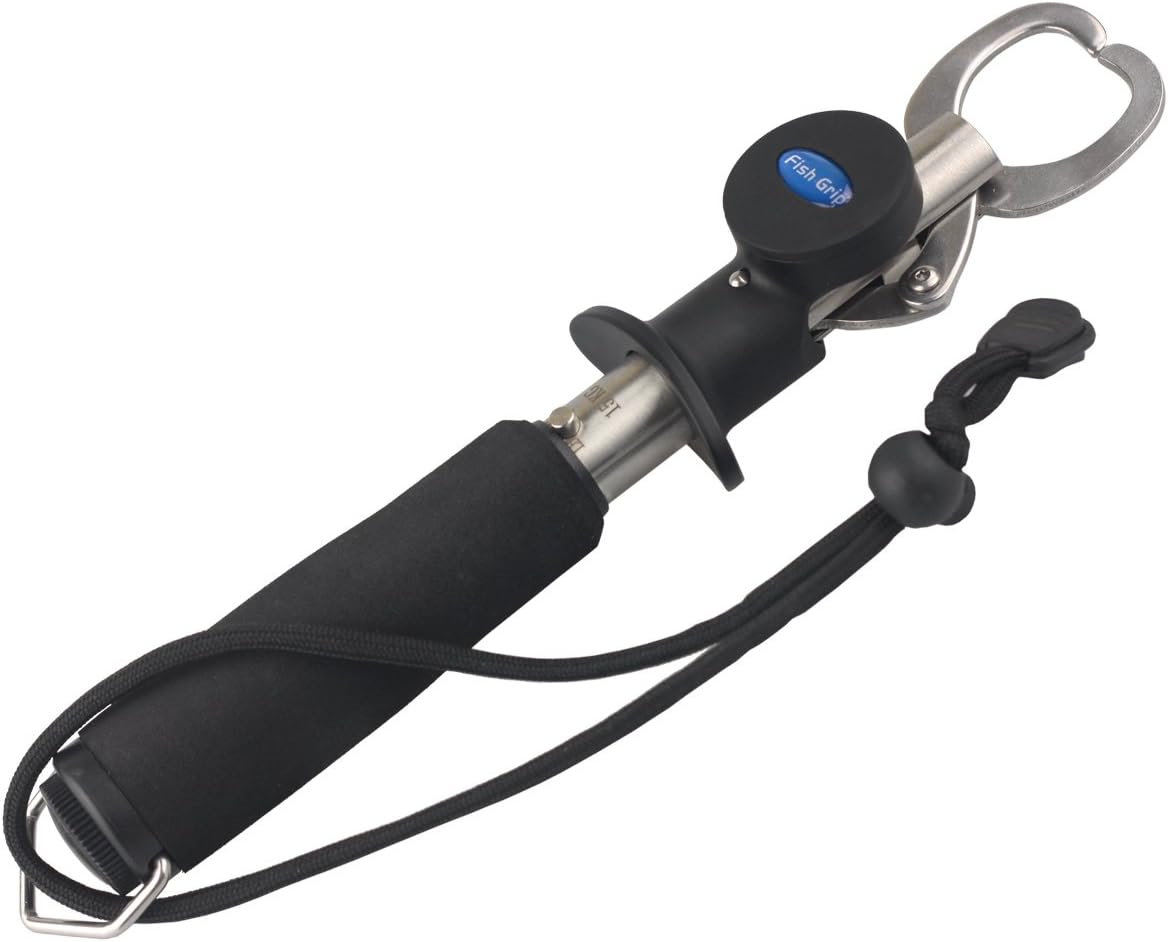 Himenlens G501 40lb Portable Fish Lip Grabber Gripper Grip Tool Fish Holder Stainless Steel Fishing Tackle Measuring Ruler