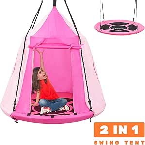 Amazon.com: Zupapa Hanging Tree Swing, 2 in 1 Detachable Saucer Tree Swing Play House Tent for 