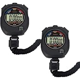 Pgzsy 2 Pack Multi-Function Electronic Digital Sport Stopwatch Timer, Large Display with Date Time and Alarm Function,Suitable for Sports Coaches Fitness Coaches and Referees,Pgzsy