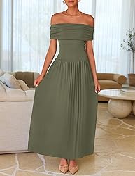 ZESICA Women's Off The Shoulder Maxi Dress 2025