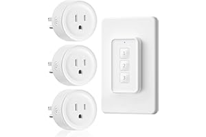 Mini Remote Control Outlet, WILAWELS Wireless Light Switch with Magnetic Base, On Off Remote Outlet Switch for Lights, Lamps, 100ft RF Range, 10A/1250W, Expandable, 1 Remote for 3 Plugs W14RC1306