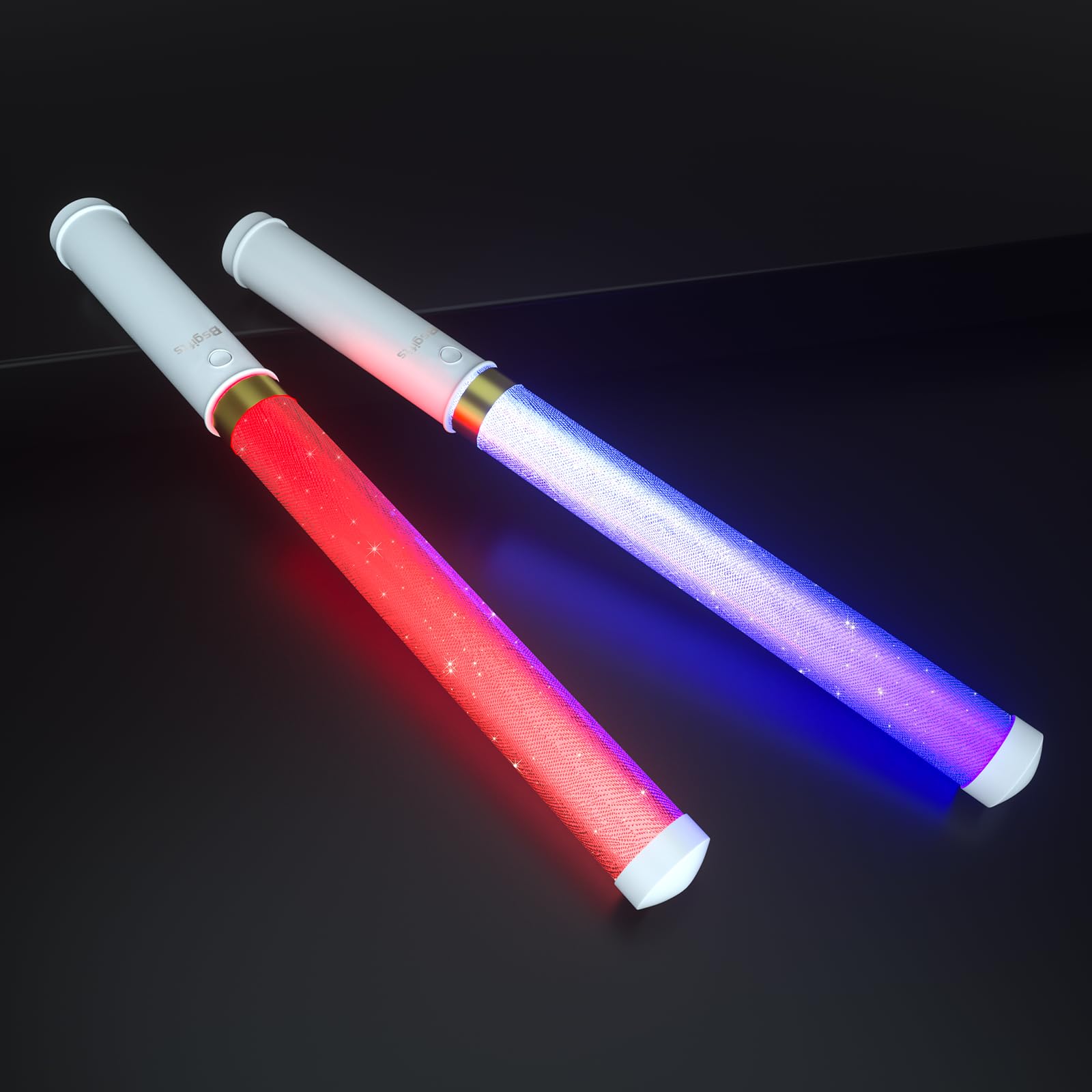 Bsgifts LED Glow Sticks 2 Pack, Reusable Light Up