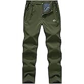 BASUDAM Men's Utility Work Pants Snow Waterproof Softshell Winter Fleece Lined Insulated Outdoor Mountain