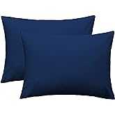iMaylex Soft 100% Egyptian Cotton Zipper Pillow Case, Cozy and Lightweight Pillowcase, Set of 2, Navy Blue, Standard, 20" x 26"