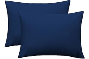 iMaylex Soft 100% Egyptian Cotton Zipper Pillow Case, Cozy and Lightweight Pillowcase, Set of 2, Navy Blue, Standard, 20" x 26"