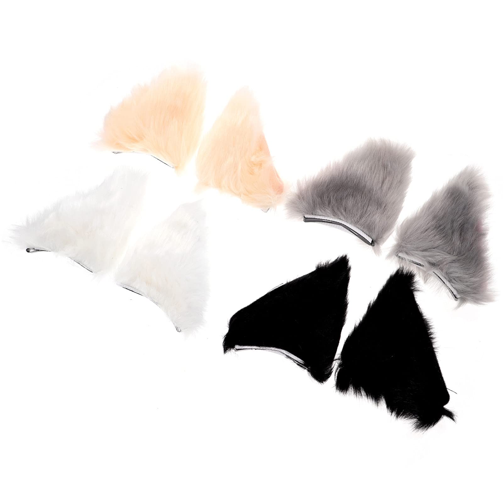 Lurrose 4 Pairs Cat Ear Hair Clips, Clip in Cat Ears Fox ear Hair Barrettes Anime Cosplay Halloween Costume for Women Girls