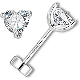 Moissanite Stud Earrings for Women, Silver 925 Screw-Back Earrings, Jewelry Gifts for Women, Size 5.0mm and 1ct/pair