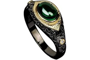 GENERIC Women's Rings Egg Shape Chrysoprase Rings Natural Emerald Rings Gemstone Rings for Men Women Boys Girls