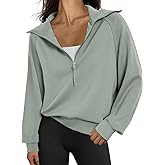 Trendy Queen Women's Oversized Quarter Zip Sweatshirts - Cropped Drop Shoulder Hoodie, Soft Y2K Pullover for Fall and Winter