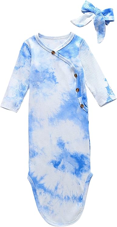 baby boy knotted gown and hat set