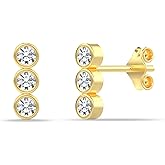 Charmsy 925 Sterling Silver Stud Earring for Women Teen | Minimalist CZ Bar Earring | Geometric Shape Mini Bar Stud Earrings