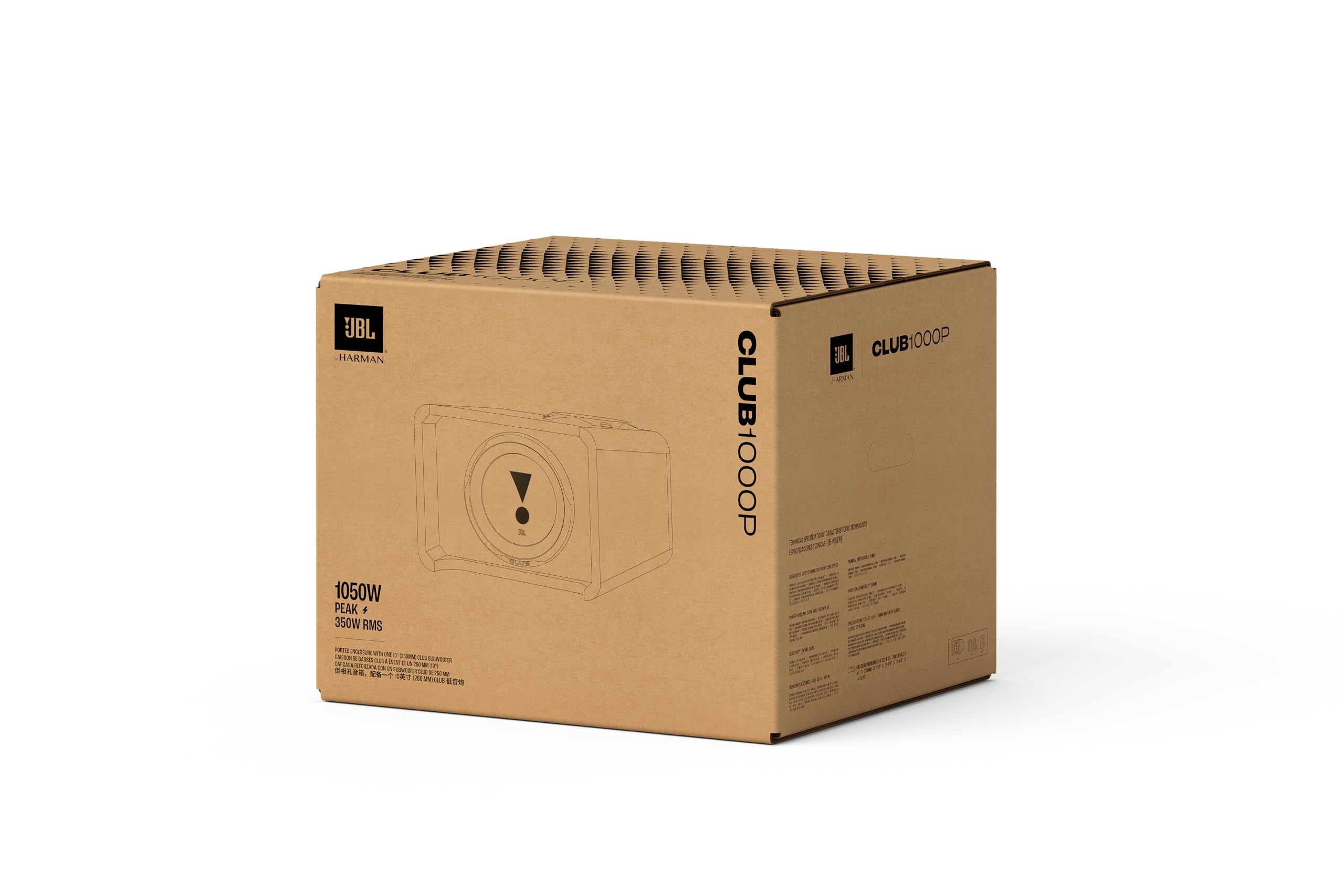 JBL Club 1000P - Single 10” Slip Stream ported Enclosure, 700W RMS, 1400W Peak, Sensitivity (1W/1m): 86dB, Frequency Response (-6dB): 30Hz – 400Hz, Nominal Impedance: 2 ohms