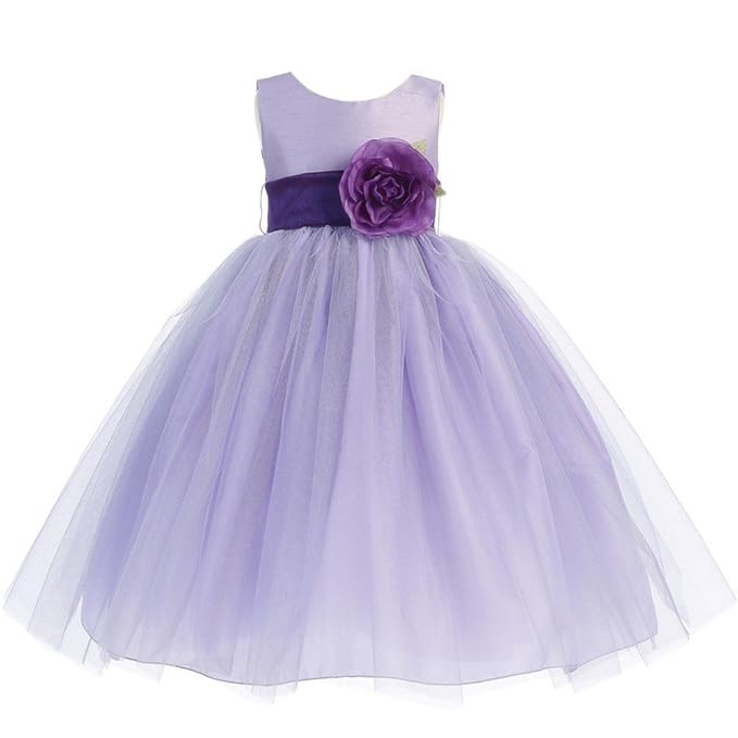 purple tulle flower girl dress