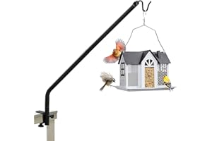 Kingsyard Heavy Duty Deck Hook, 27"-39" Adjustable Metal Deck Railing Hooks for Hanging Bird Feeders, Planters, Suet Baskets, Lanterns, Wind Chimes, Clamp Mounted