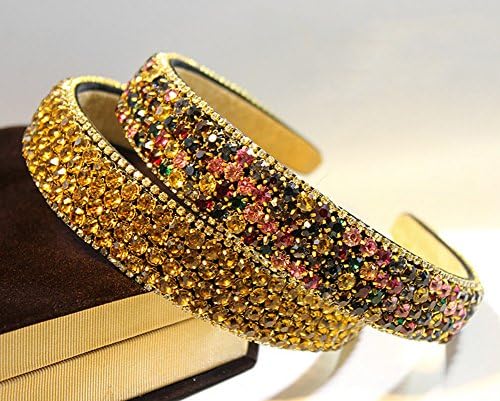 2PCS Luxury Gemstone Hair Bands Aurstria Rhinestone Headband Bridal Crystal Broad Brimmed Hair Accessory for Women Girls