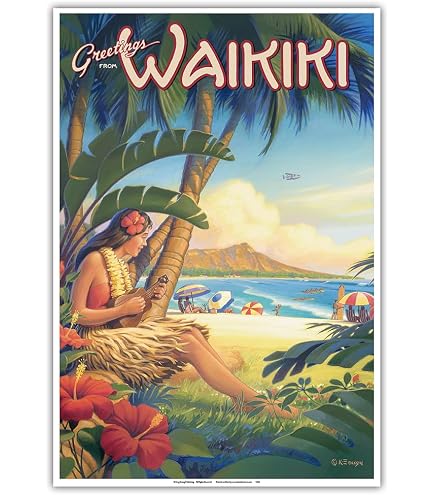 Amazon.com: Hibiscus Beach Day - Waikiki Beach - Red Hibiscus