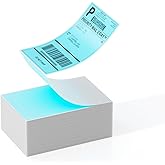 Label KINGDOM Thermal Label Printer Paper, 4"x 6" 500-Fanfold Blue Stickers for Polono, Phomemo Direct Thermal Printer for Shipping Address Label, 1 Roll