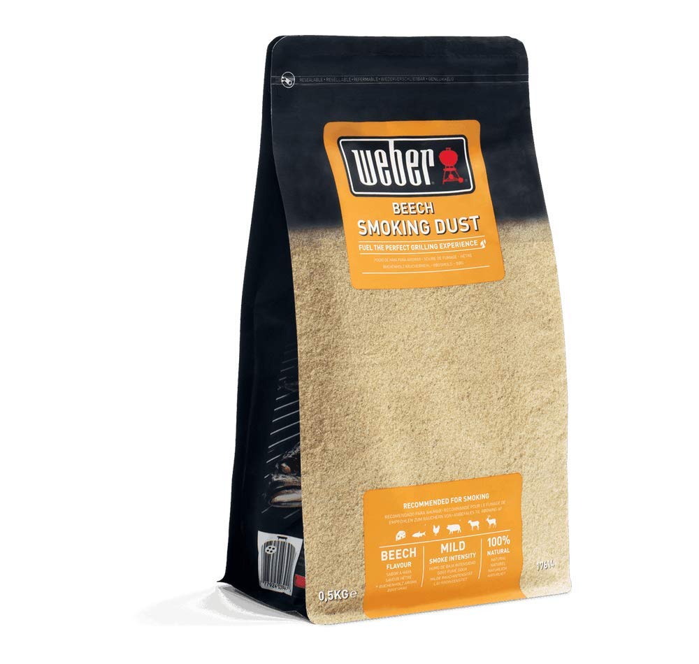 Weber Beechwood Smoking Sawdust (500g Pack) - mild aroma, ideal for cheese, vegetables, fish, poultry, pork & game, also great for cold smoking (17614)