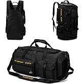Mfinesun Gym Bag for Men & Women, 65L Large Capacity Travel Duffle Bag 3 in 1 Convertible Backpack with Shoes Compartment and Dry and Wet Separation