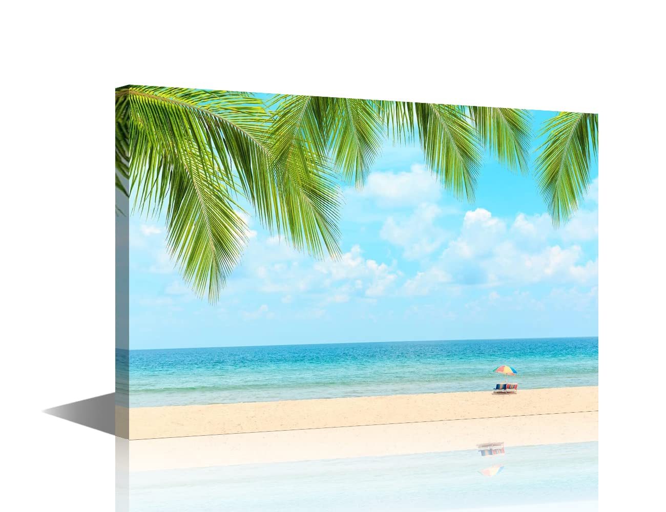 TISHIRON 1 Panel Seascape Beach Wall Art Decor Canvas Print Picture Seaside Scenery Modern Painting Artwork for Office Wall Decor Home Decoration Stretched and Framed Ready to Hang 16X24in (40x60cm)