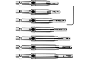 Lyshujli 7Pcs Self Centering Hinge Drill Bit Set, 1/4" Hex Shank VIX Bit, 5/64", 7/64", 9/64", 11/64", 5MM, 13/64", 1/4"