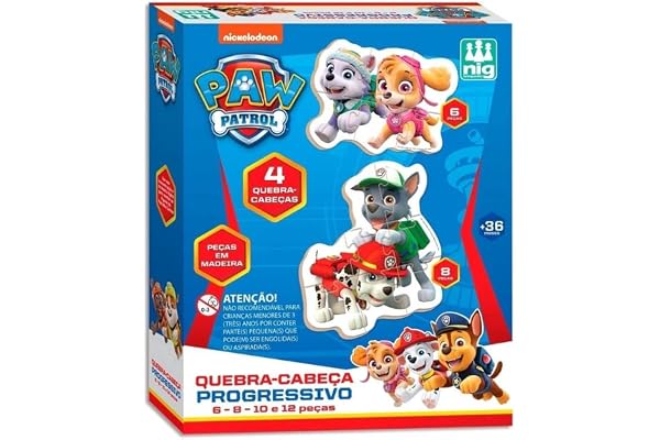 Nig Brinquedos Quebra Cabeça Progressivo em Madeira Patrulha Canina