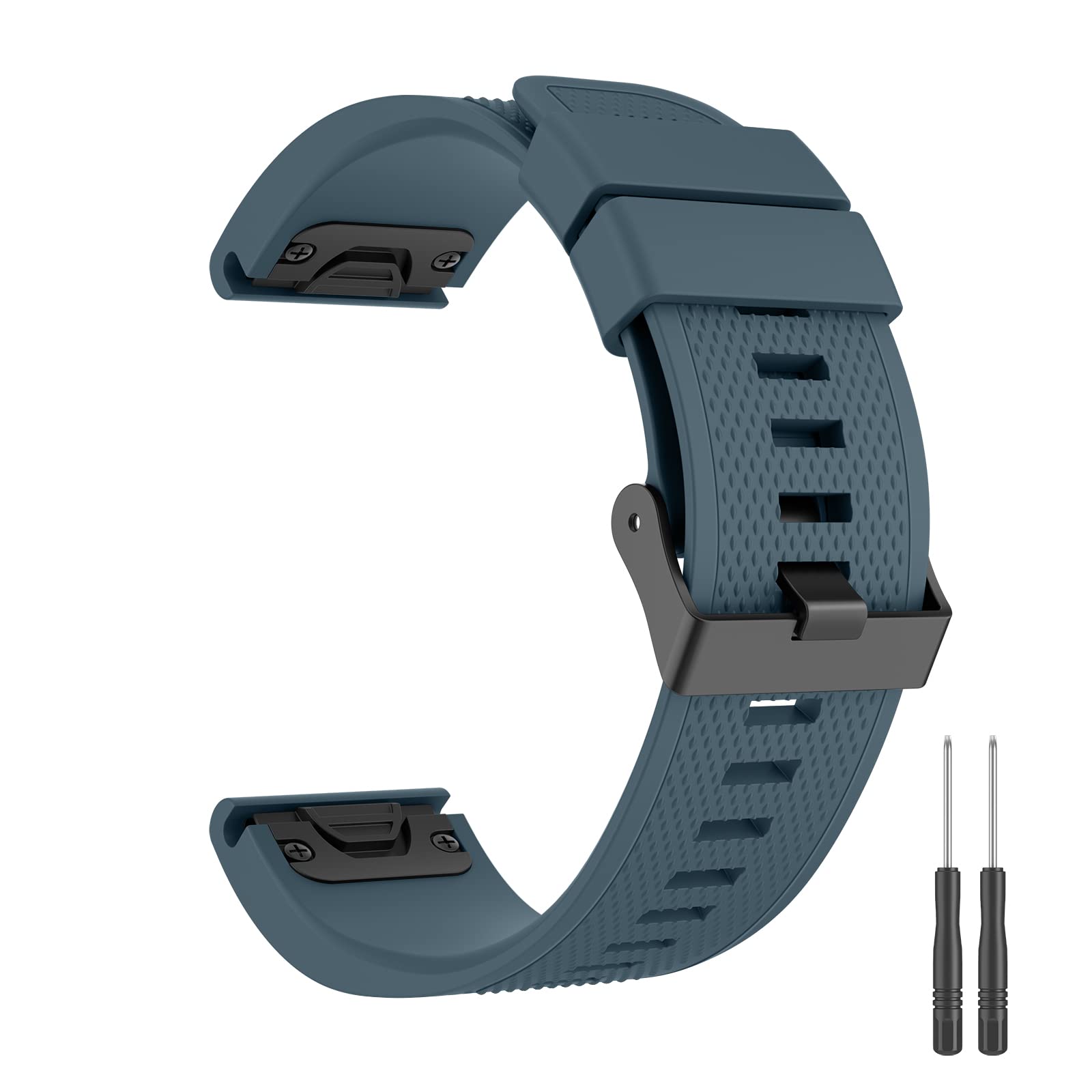 Zoye Quickfit 22mm Silicone Strap for Garmin Fenix 7/6/5 Series, Forerunner 945/935, Approach S60/S62, Quatix 6 - Slate, 22mm, Sports Watch Band