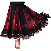 CISMARK Elegant Ballroom Dancing Latin Dance Party Long Swing Race Skirt