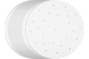100 Count - 10 Inch Bamboo Steamer Liners - Air Fryer Liners Perforated Parchment Paper - FDA Approved Non-Stick Steamer Parc