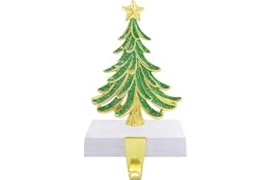 LIKAJON Christmas Tree Christmas Stocking Holders for Mantle Set of 1, Gold Anti-Slip Tree Christmas Stocking Hangers, Metal Stocking Holder for Christmas Fireplace Mantel Decorations