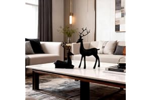 2pcs Reindeer Figurines for Christmas Decor, Reindeer Christmas Decor, Reindeers Sculpture Resin Christmas Elk Statues Home O