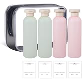 ASEVAT 6.7 oz Plastic Shampoo and Conditioner Squeeze Bottles, Plastic Leak Proof Travel Bottles for Toiletries, Plastic Bottles with Caps for Lotion, Cream and Liquids (4Pcs)