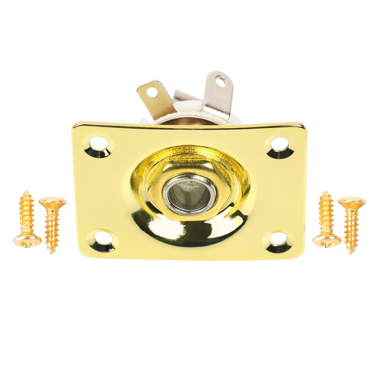 Banworks Rectangular Metal 6.35mm (1/4") Output Jack Plate Curved Base Bottom Input Jack Socket For Epiphone EPI LP Les Paul Electric Guitar Parts Accessories JT/CK-02 Golden