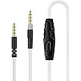 Auhsuxo Cloud Alpha Replacement Cable Cord Compatible with HyperX Cloud Mix/Cloud Alpha S, Logitech G633 G933 Gaming Headsets, Headset Audio 3.5mm Cable with Mute & Volume Control (No Mic,White)