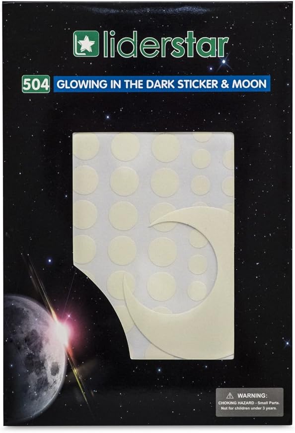 LIDERSTAR Glow in The Dark Stars Stickers, 504 Adhesive Dots and Moon for Starry Sky, Perfect for Ceiling in Bedroom, Glow Party,Wall Decals