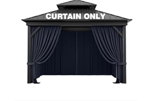 Pakunoda Outdoor Gazebo Curtain Replacement Universal 4-Panel Sidewalls 10' X 10',Outdoor Patio Waterproof Privacy Curtain with Double Zipper for Patio, Canopy, Garden, and Backyard (Curtain Only)