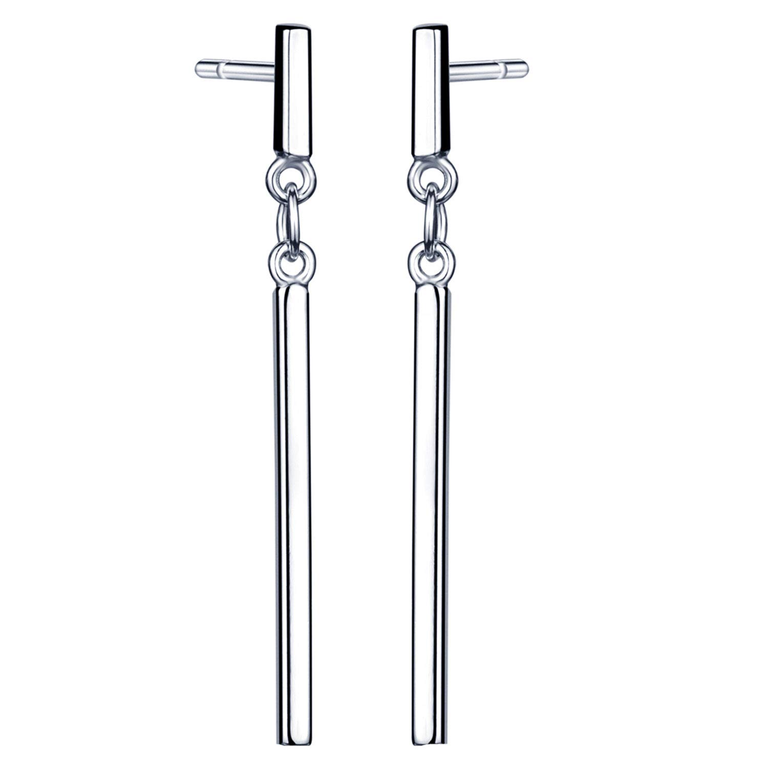 Infinite U Fashion 925 Sterling Silver Bar Earrings Drops Dangles Ear Studs for Women/Girls, Silver
