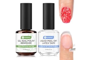 Luckyfairy Gel Nail Polish Remover: 15ml Nail Polish Remover with Liquid Latex for Nails Peel off, Fast & Easy Remove Gel Polish in 2-5 Minutes, No Soaking or Wrapping, Cuticle Protectors