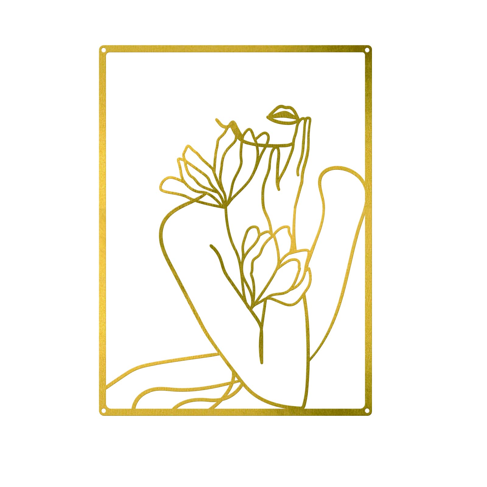 ORIGACH Minimalist Gold Wall Art, 28x38cm Modern Abstract Female Single Line Minimalist Decor Metal Home Hanging Wall Sculptures for Bedroom Living Room Gallery
