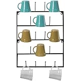 Sorbus Mug Rack Cup Holder - Wall Mounted Home Storage Mug Hooks with 5-Tier Display Organizer for Coffee Mugs, Tea Cups, Mason Jars, and More – Holds 18 Mugs – Black Metal