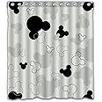 Patwee Black and White Mouse Design Shower Curtain Waterproof Fabric for Bathroom Decoration (66x72Inches)
