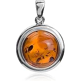 Ian and Valeri Co. Amber Sterling Silver Round Large Pendant