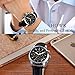 HOWK Men's Stopwatch with Date Analog Black Luminous Dial Stainless Steel Case and Leather Band