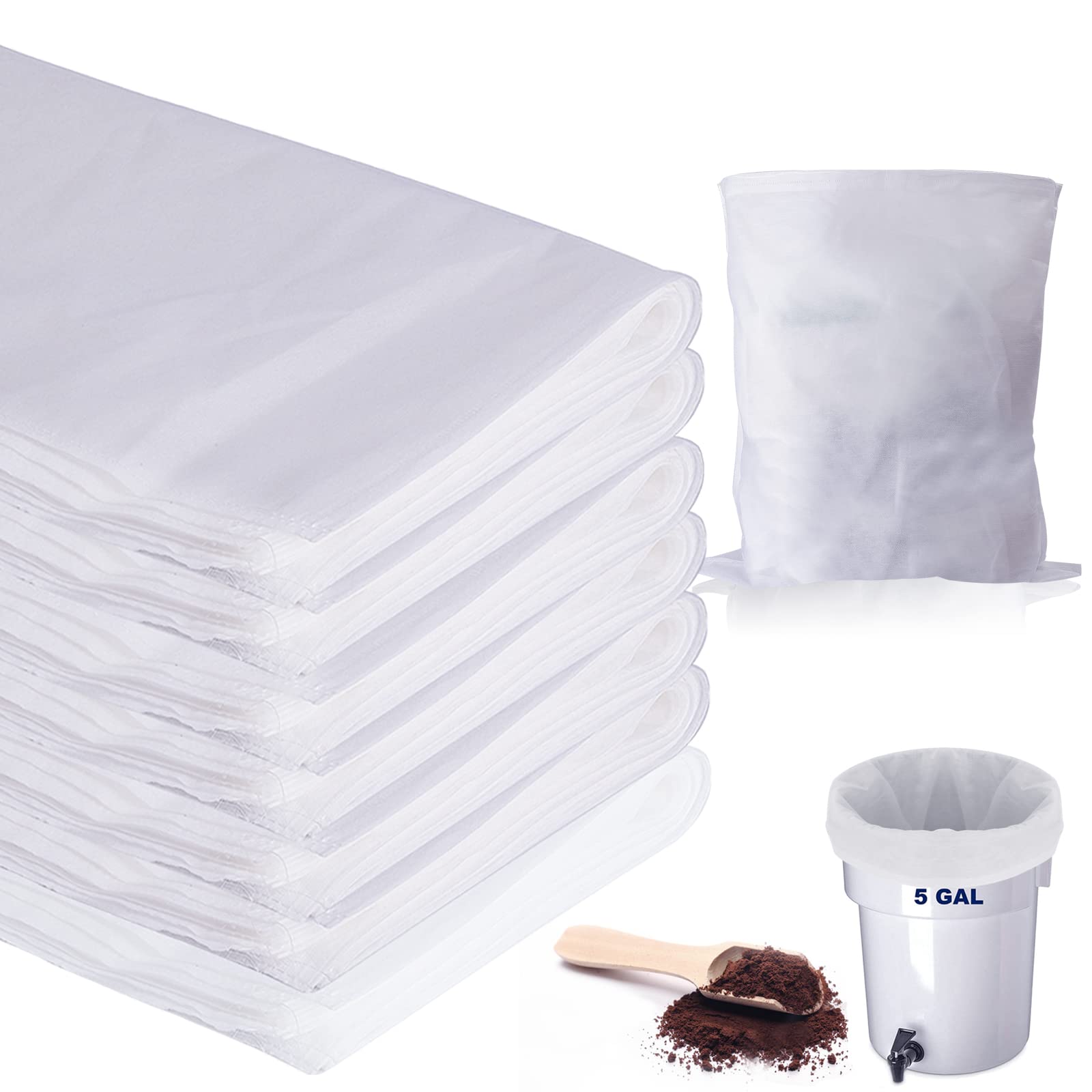 Photo 1 of 100 Pack Cold Brew Coffee Filters, 20" X 20" Commercial Cold Brew Filters, Filter Bag for Brew Up To 5 LBS Coffee, 5 Gallon Coffee Filter