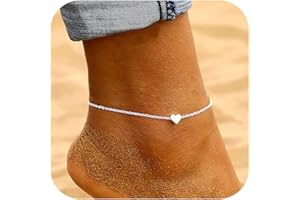 LOVPEPY Anklet for Women Girl 14k Plated Gold S925 Sterling Silver Adjustable Beach Style Foot Love Heart Gold Ankle Bracelet Heart Infinity Mother's Day Graduation Ceremony Friendship Jewelry Gift