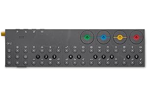 teenage engineering OP–Z portable sequencer, synthesizer, drum machine and visual controller with built-in microphone for sampling, effects and midi, iOS compatible and battery powered