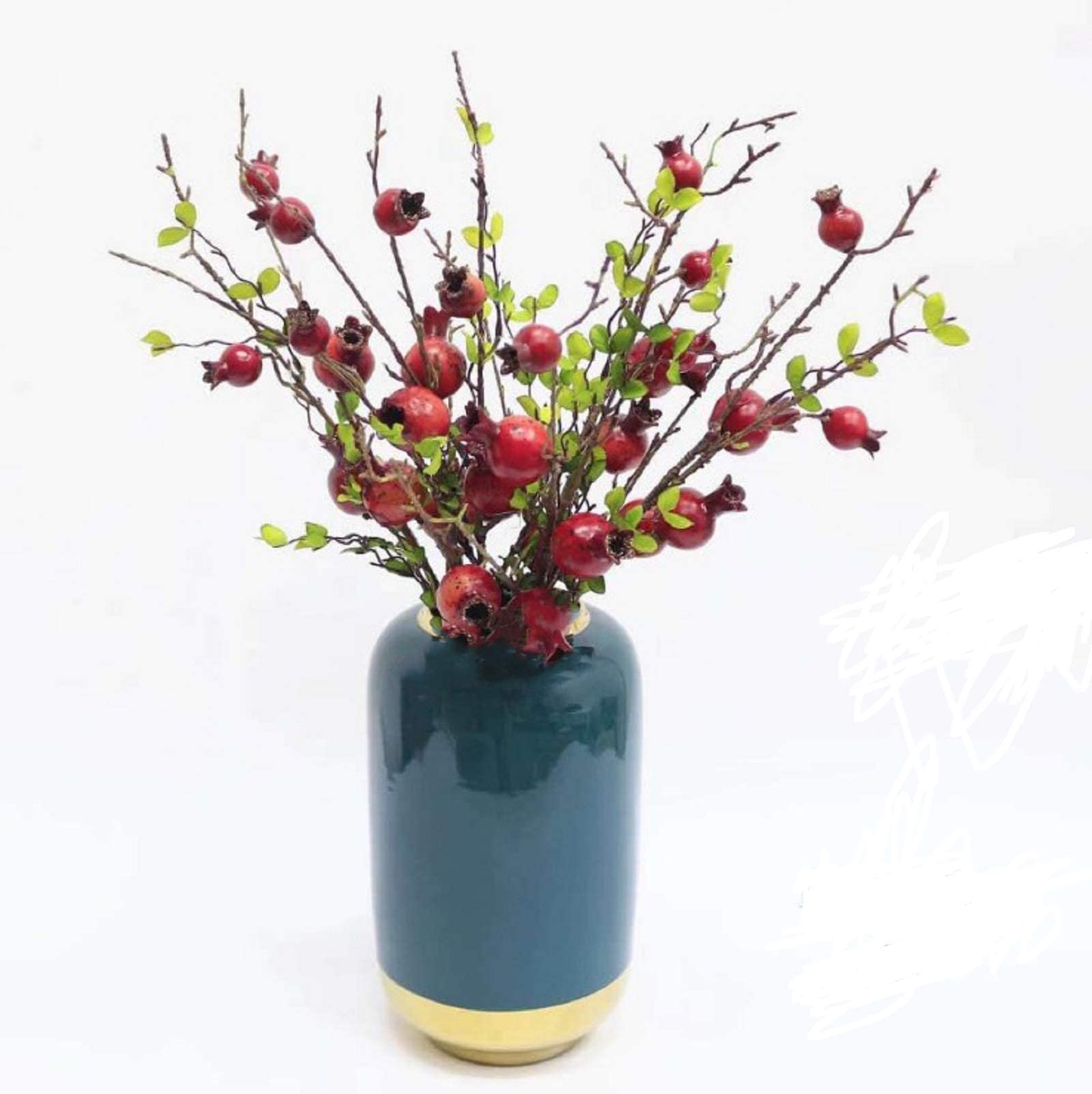 YOLIGHT 2 Pack LED Artificial Red Pomegranate Branch Lights Berries LED Twig Lights Lighted Rosehip Decoration Light for Home Shop Windows Vase Table Room Wedding Christmas (LED Pomegranate Red)