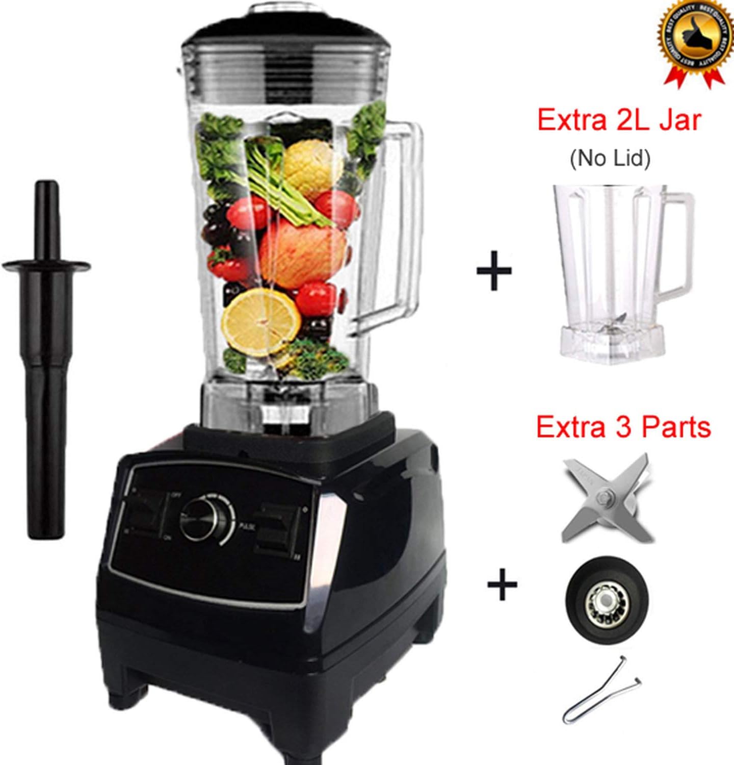 BPA free 2200W Heavy Duty Commercial Blender Professional Blender Mixer Food Processor Japan Blade Juicer Ice Smoothie Machine,black jar fullpart