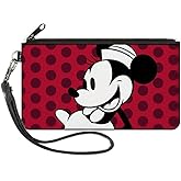 Wallet Canvas Zip Clutch Vintage Minnie Smiling Pose Close Up Dots Reds Black White