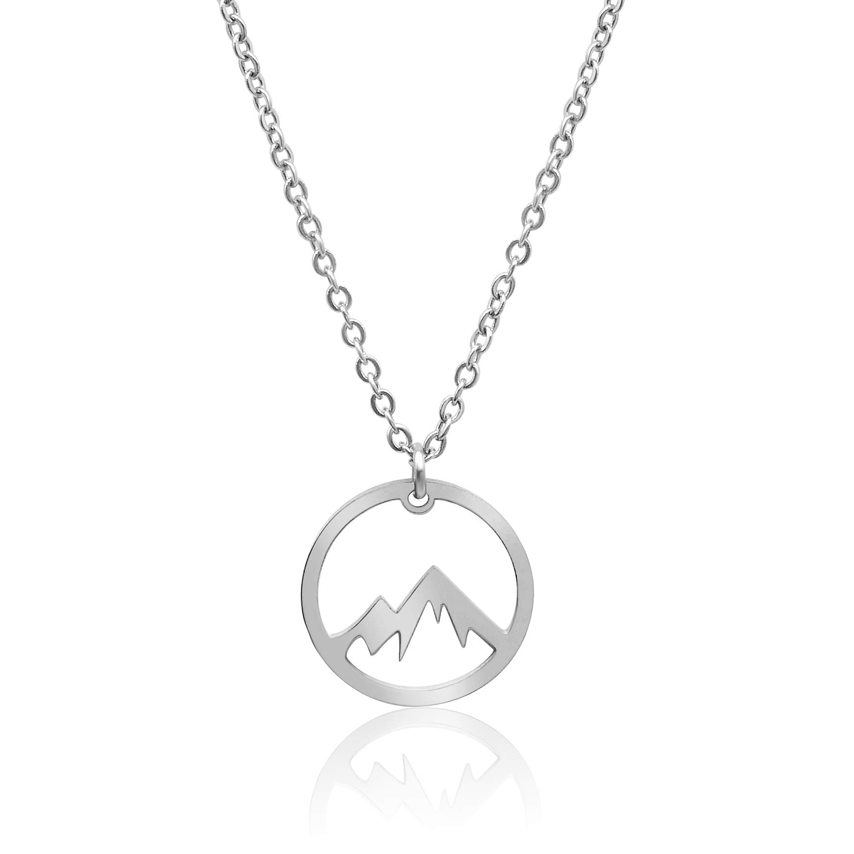 Nuoli® Berg Women's Necklace (45 + 5 cm Adjustable) Necklace with Mountain Pendant for Women and Girls, Made of Stainless Steel, Stainless Steel, mountain